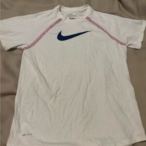 Nike White and Blue Short Sleeve Tee